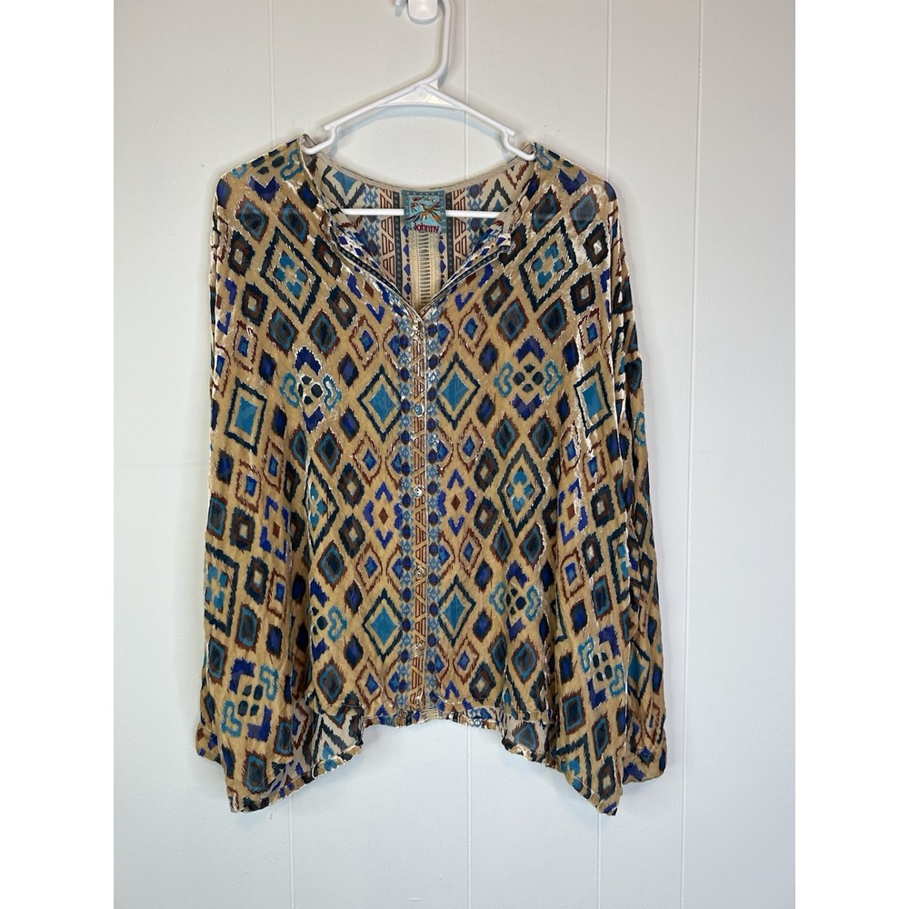 Johnny Was Women's Blouse Silk Rayon Blend No Size Tags Measurements In Pics 159